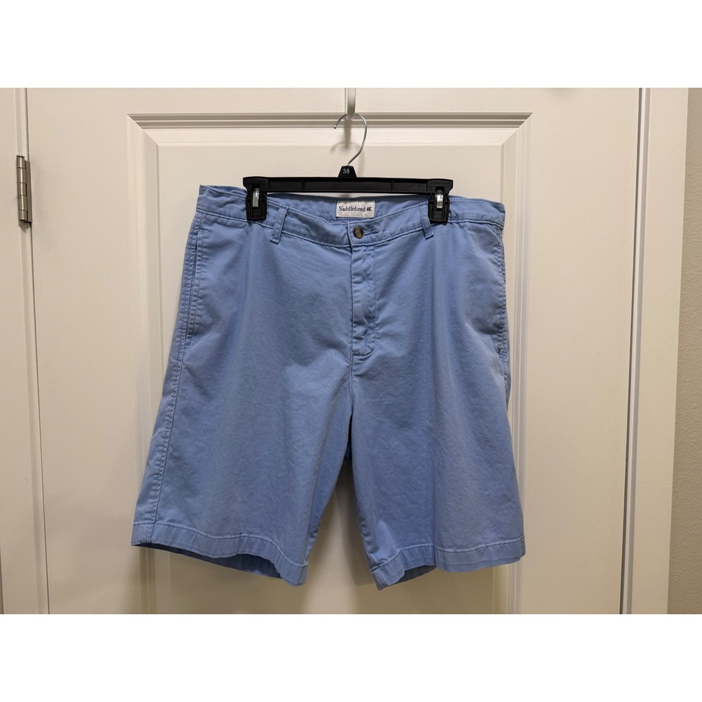Saddlebred Mens‎ Light Blue Flat Front Chino Shorts Size 36W Casual Summer Twill